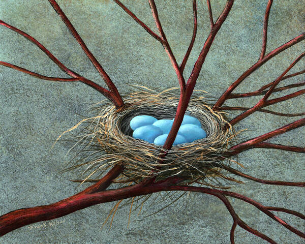 Bird's Nest Poster featuring the painting Intertwined Birds Nest by Frank Wilson