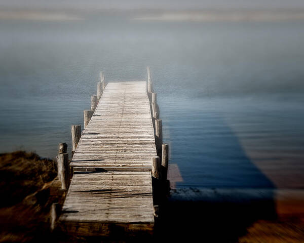Dock Poster featuring the photograph Into The Fog by Cathy Kovarik