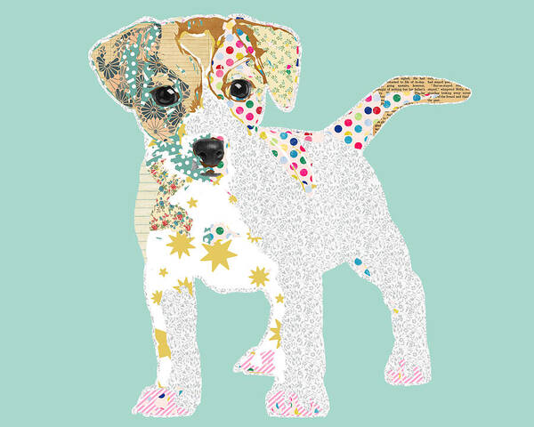 Jack Russel Collage Poster featuring the mixed media Jack Russell by Claudia Schoen