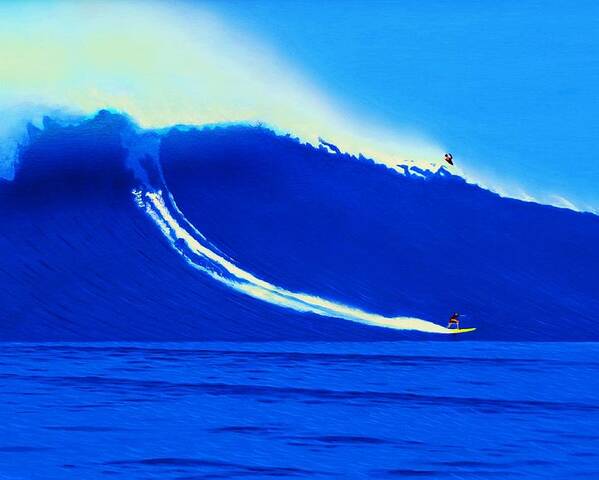 Surfing Poster featuring the painting Jaws Water Angle 1-10-2004 by John Kaelin