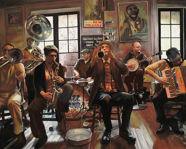 Jazz Poster featuring the painting Jazz A 7 by Guido Borelli