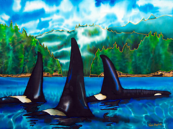  Orca Poster featuring the painting Killer Whales by Daniel Jean-Baptiste