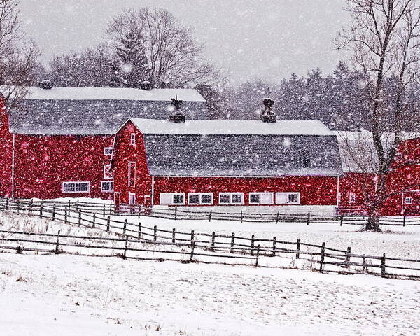 Farm Poster featuring the photograph Knox Farm Snowfall by Don Nieman
