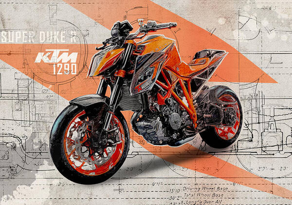 KTM 1290 SUPER DUKE MOTORCYCLE BIKE RACING 1006 Poster Print Art A1 A2 A3 A4 
