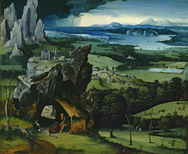 Joachim Patinir Poster featuring the painting Landscape with Saint Jerome by Joachim Patinir