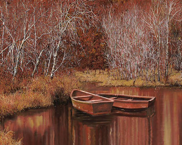 Boats Poster featuring the painting Le Barche Allo Stagno by Guido Borelli