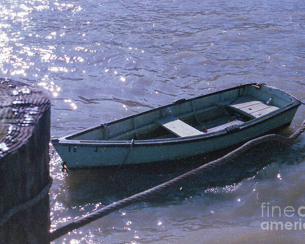 Boat Poster featuring the photograph Little Blue Boat by Ana V Ramirez