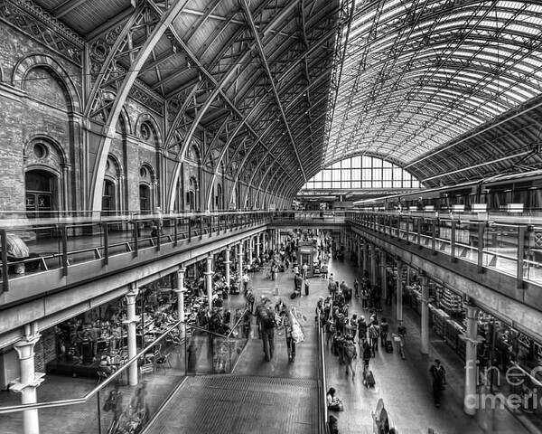 Art Poster featuring the photograph London Train Station BW by Yhun Suarez