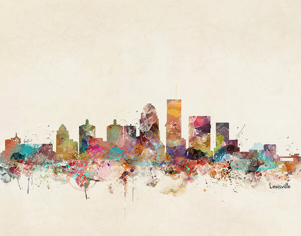 Louisville Kentuckly Poster featuring the painting Louisville Kentucky Skyline by Bri Buckley