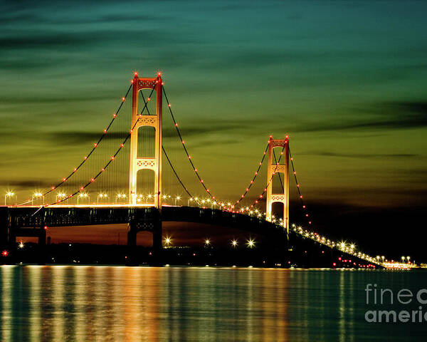 Mackinac Bridge Poster featuring the photograph Mackinac Bridge in the Evening Light by Rich S