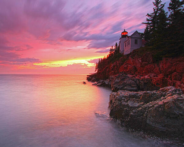 Acadia National Park Poster featuring the photograph Maine Acadia National Park Bass Harbor Head Light by Juergen Roth