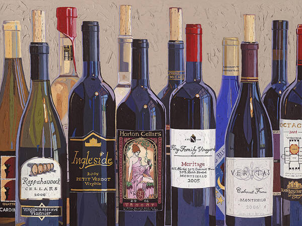 Wine Art Poster featuring the painting Make Mine Virginia Wine Number One by Christopher Mize