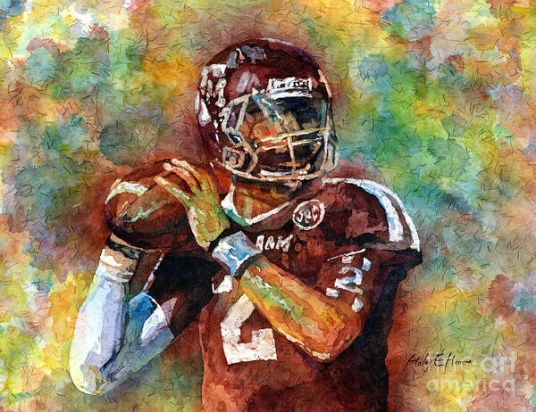Manziel Poster featuring the painting Manziel by Hailey E Herrera