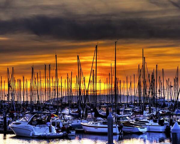 Hdr Poster featuring the photograph Marina at Sunset by Brad Granger