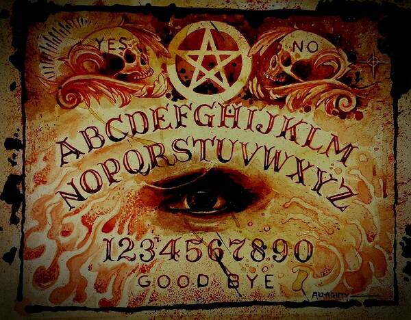 Ouija Board Poster featuring the painting Menstrual Spirit Board by Ryan Almighty