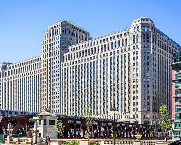 Art Poster featuring the photograph Merchandise Mart Overlooking the L by David Levin