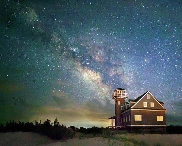 Pea Island Poster featuring the photograph Milky Way over Pea Island by Art Cole