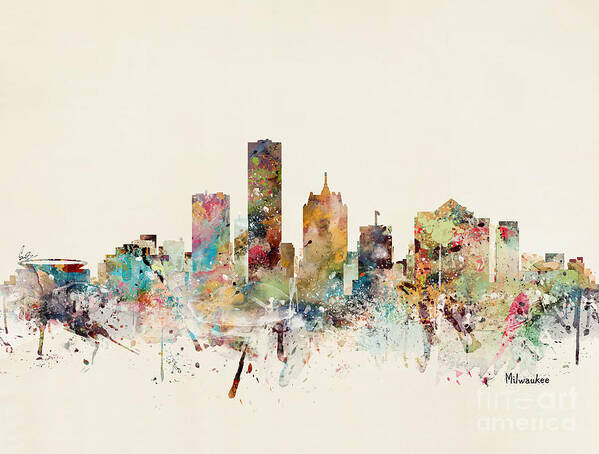 Milwaukee Poster featuring the painting Milwaukee Skyline by Bri Buckley