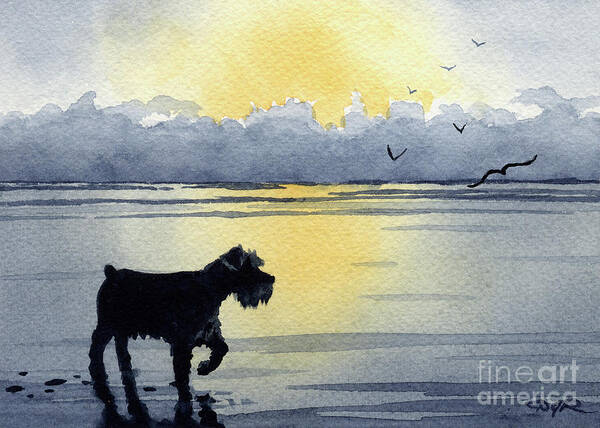 Mini Poster featuring the painting Miniature Schnauzer at Sunset by David Rogers