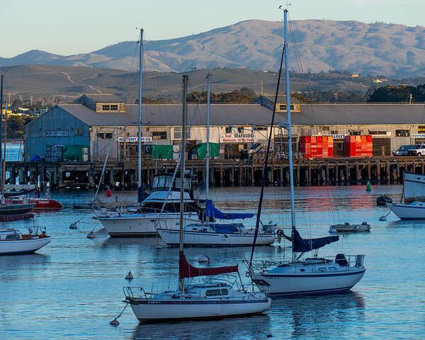 Monterey Poster featuring the photograph Monterey Wharf at Sunset by Derek Dean