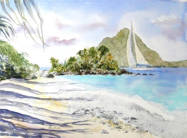 Caribbean Poster featuring the painting Morning Shadows, Little Thatch by Diane Kirk