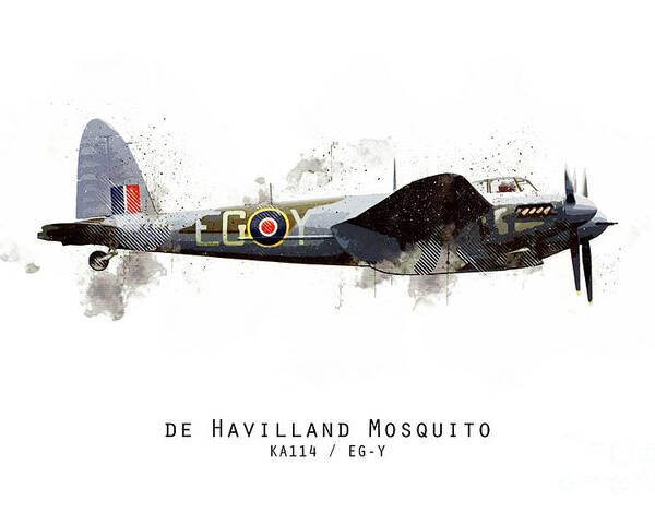 De Havilland Mosquito Poster featuring the digital art Mosquito Sketch - KA114_EGY by Airpower Art