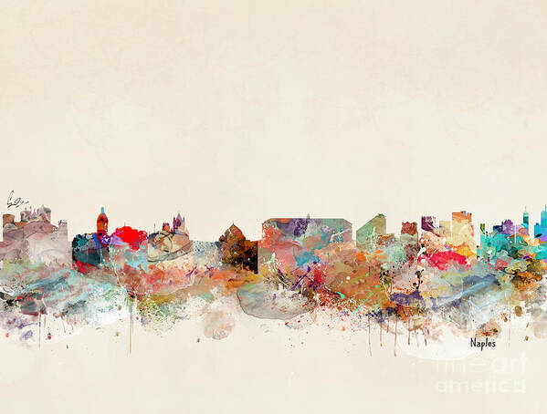 Naples City Skyline Poster featuring the painting Naples Italy by Bri Buckley