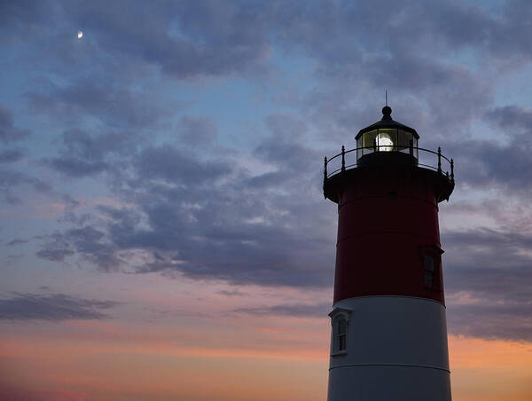 Blue Hour Poster featuring the photograph Nauset Light lighthouse at sunset by Marianne Campolongo