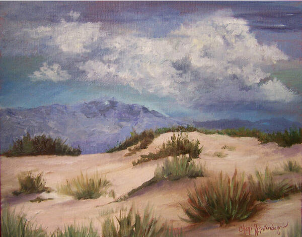 Landscape Poster featuring the painting New Mexico White Sands by Cheri Wollenberg