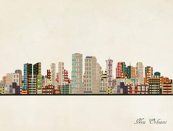 New Orleans Poster featuring the painting New Orleans Skyline by Bri Buckley