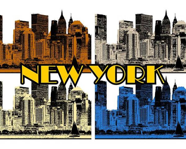 New-york Poster featuring the digital art New York 4 color by Piotr Dulski