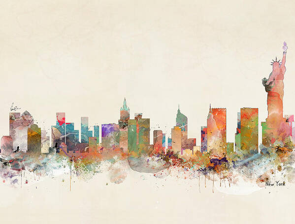 New York Poster featuring the painting New York City by Bri Buckley