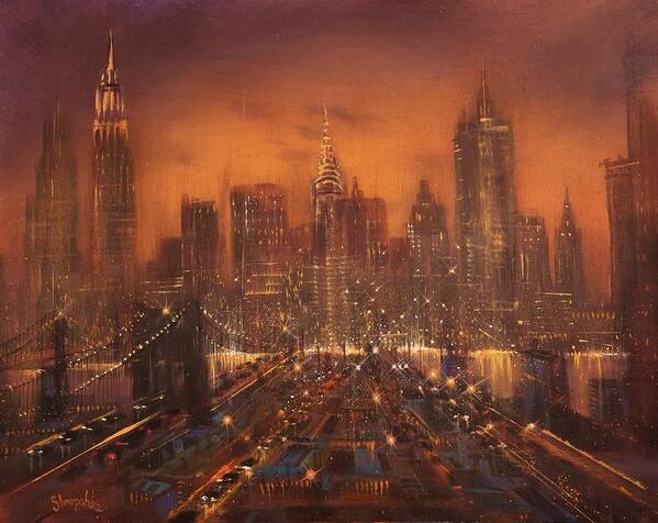 Nyc Poster featuring the painting New York City of Dreams by Tom Shropshire