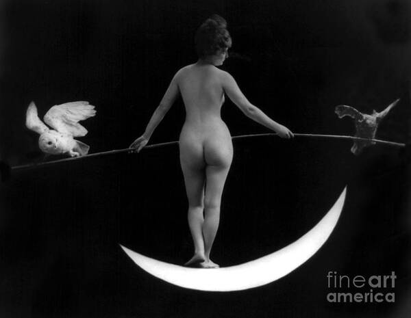 Erotica Poster featuring the photograph Night, Nude Model, 1895 by Science Source