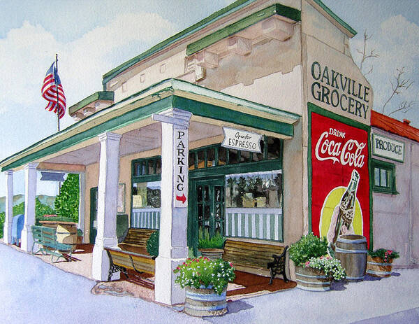 Cityscape Poster featuring the painting Oakville Grocery by Gail Chandler