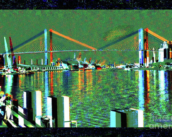 Beautiful Bridges Poster featuring the mixed media Of Time and the Savannah River Bridge by Aberjhani