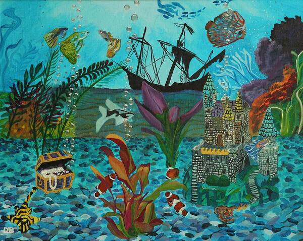 Fish Poster featuring the painting Oh look a Castle by David Bigelow