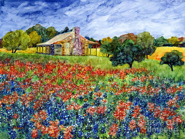 Bluebonnet Poster featuring the painting Old Baylor Park by Hailey E Herrera