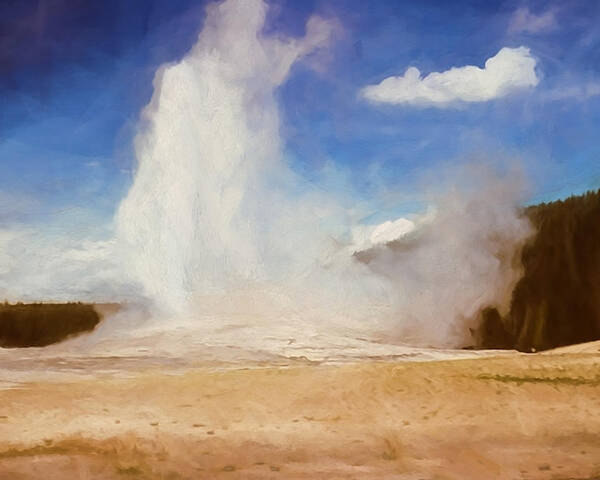  Poster featuring the digital art Old Faithful Vintage 5 by Cathy Anderson