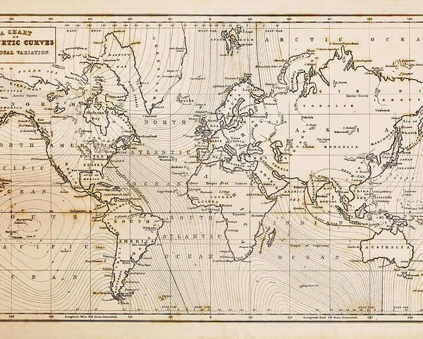 Old Hand Drawn Vintage World Map Poster By Richard Thomas