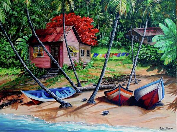 Tropical Poster featuring the painting Old Palatuvia Tobago by Karin Dawn Kelshall- Best
