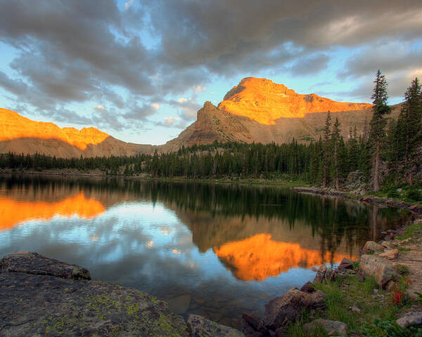 Landscape Poster featuring the photograph Ostler Lake and Peak by Brett Pelletier