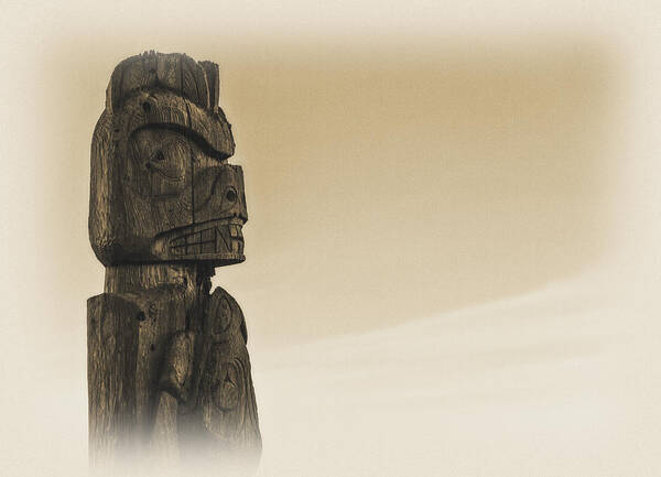 Sign Poster featuring the photograph Pacific Northwest Totem Pole Old Yellow by Pelo Blanco Photo
