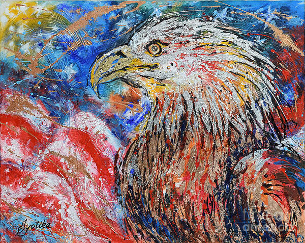 Patriotic Poster featuring the painting Patriotic Eagle by Jyotika Shroff