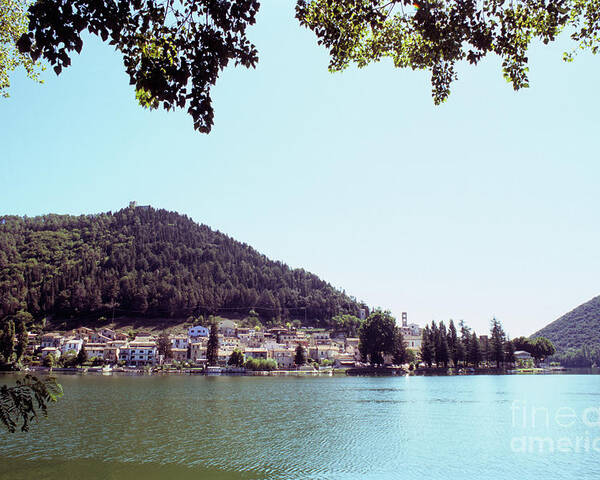 Landscape Poster featuring the photograph Piediluco and Piediluco Lake by Fabrizio Ruggeri