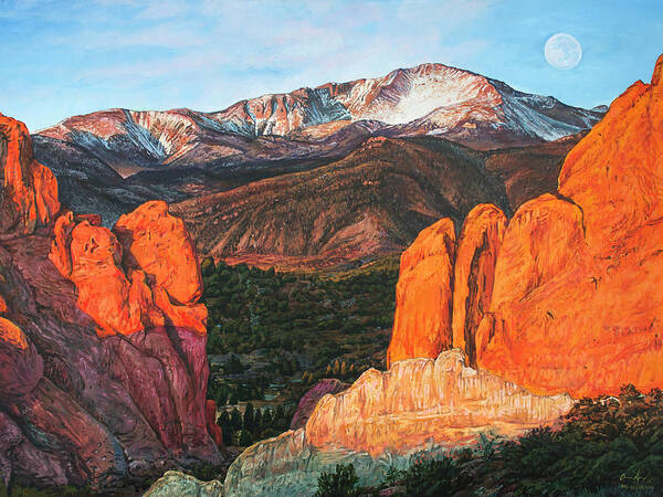 Pikes Poster featuring the painting Pikes Peak by Aaron Spong