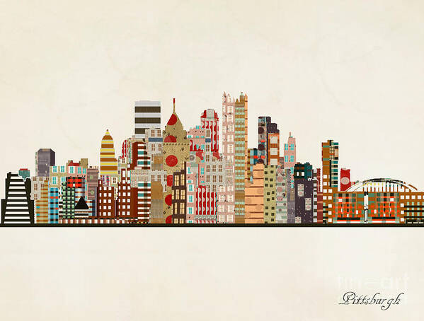 Pittsburgh Poster featuring the painting Pittsburgh Skyline by Bri Buckley