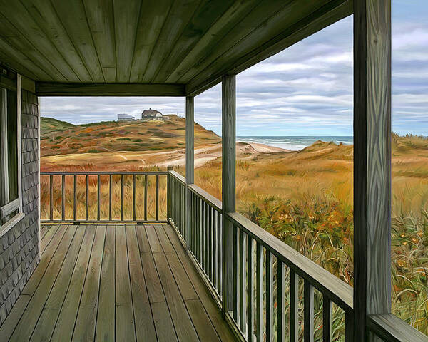 Beach Poster featuring the digital art Porch View by Sue Brehant