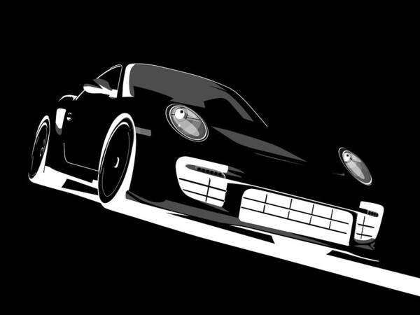Porsche Poster featuring the digital art Porsche 911 GT2 Night by Michael Tompsett
