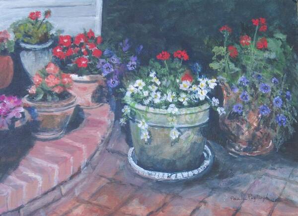 Flowers Poster featuring the painting Potted Flowers by Paula Pagliughi